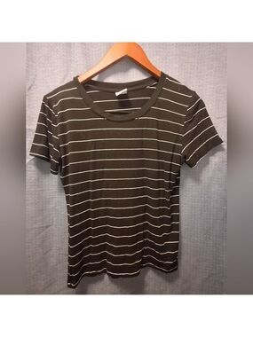 Jo & Co Black White Stripe Tee Women's Medium